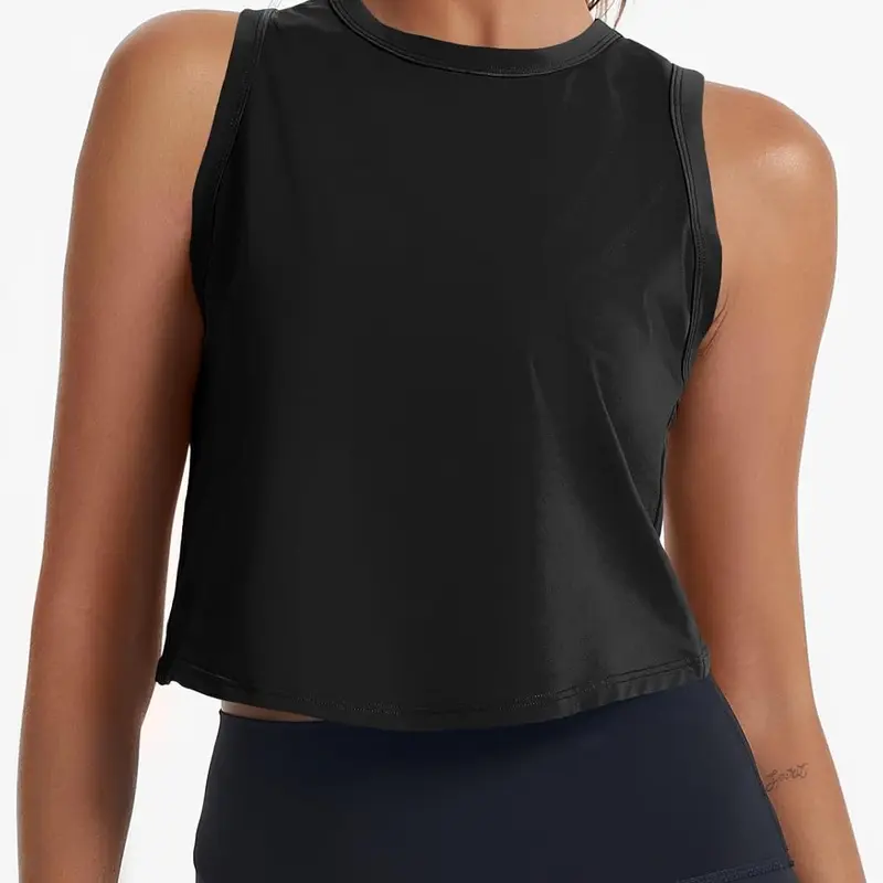 Fisoew Women's Nylon Backless Cropped Athletic Fitness Top - Sleeveless, Quick-Dry, Breathable Lightweight Exercise Activewear for Yoga, Gym, Sporty Chic Workout Clothes