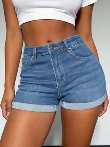 New High-Elastic Denim Shorts, Slim Fit Versatile Denim Shorts, Flattering Skinny Denim Jeans, Casual Denim Shorts for Everyday Wear