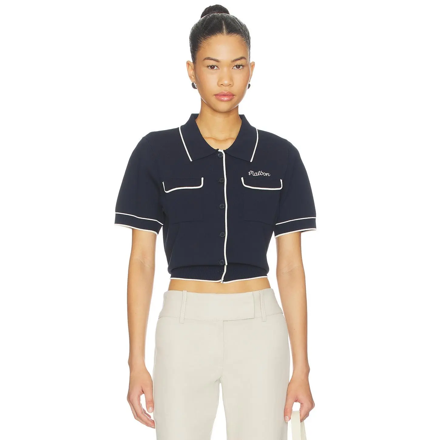 Malbon Jacqueline Polo Top in Midnight