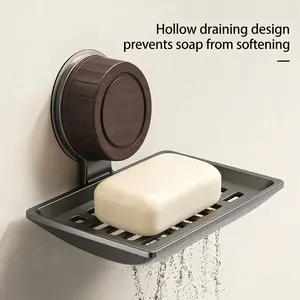 Wooden Wall-Mounted Toilet Soap Box, Walnut Wood Grain, Sturdy Durable, Simple Style, Multifunctional, No-Drilling Installation, Convenient Bathroom Soap Dish