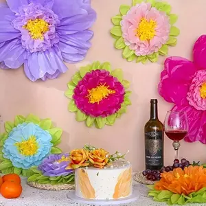 12Pcs Large Color Tissue Flower 20inch (about 50.8cm) Giant Carnival Paper Flower Wall Background Mexican Pom for Carnival Crafts Birthday Party Decoration Ornaments