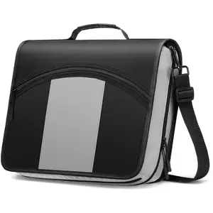 3-Inch 3-Ring Zipper Binder, 600 Sheet Capacity Multi-Pocket School Bag Organizer, Handle and Shoulder Strap Included, Black & Gray