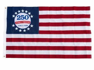 250th Anniversary USA Flag 3x5 Ft, True Double-Sided Embroidered 2026 American Commemorative Flag, 210D Heavy Duty Nylon for Indoor Outdoor