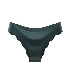 Seamless Integrated Ice Silk Women's Wavy Edge Breathable plus Size Briefs Fashionable T-Back Panties Womenswear