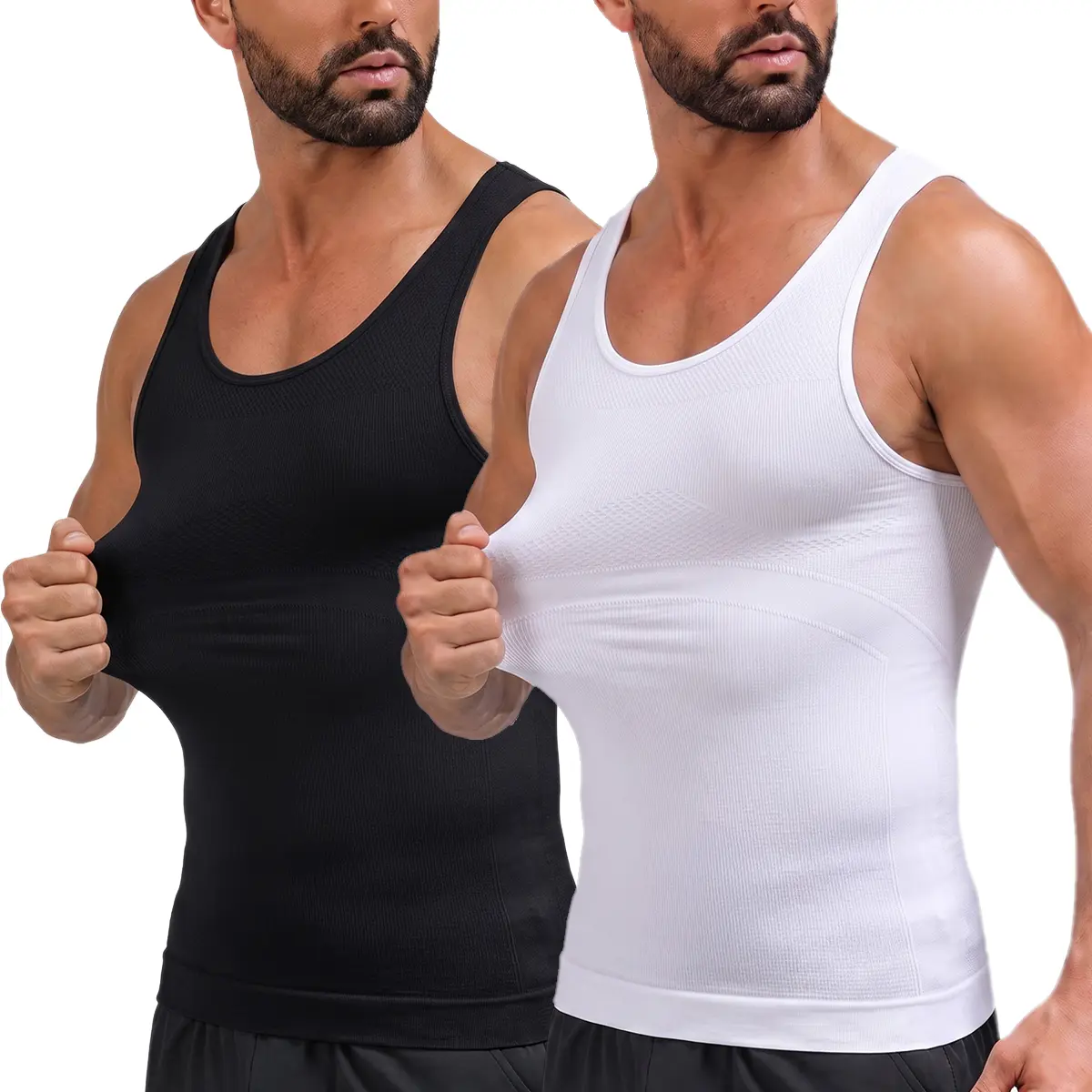 1/2/3 Pack Men’s Seamless Soft Compression Shapewear Tank,  Stretchy, Slimming Body Shaper Vest with Waist & Chest Support, Breathable Muscle Tank for Daily Comfort, Menswear,Body Shaper Tummy Control Workout Top