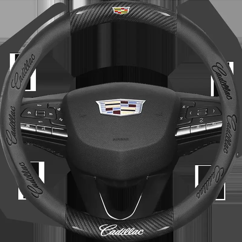 Carbon fiber Microfiber Car Interior Steering Wheel Cove Steering Wheel Protector For Cadillac Escalade DTS SRX XT4 XT5 XTS ATS BLS CT4 CT5 CT6 CTS SLR SLS Car Accessories