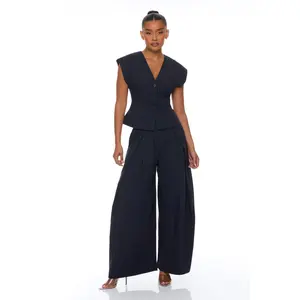 Zaya Wide Leg Pant Set - Navy/combo