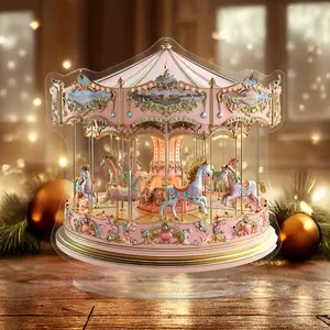 Enchanting Carousel Tabletop Delicate Ornament for Home Decor Vintage Mini Room Decoration