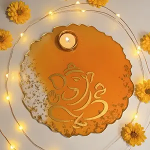 Diwali Diya Plate with Ganesh Design - Diwali Favor Spiritual Decor for Festive Celebrations