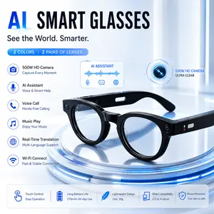 AI Smart Glasses with Camera & Audio –Real-Time Translation, HD Video Recording, Bluetooth Call & Music, Touch Control, 2 Lenses Included