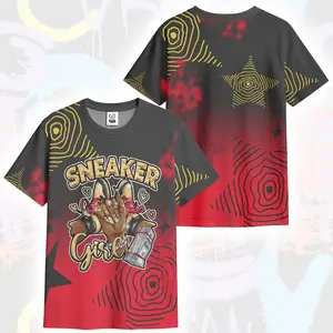 MatchYourKick Unisex Graffiti 3D T-Shirt – Girlz Starz Fire Red AOP T-Shirt, Oversized Streetwear Fit, Sneaker Match Tee