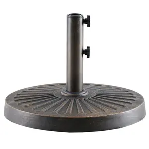 30LBS Heavy-Duty Outdoor Umbrella Base, Weather-Resistant Resin Patio Umbrella Stand, Rust-Proof Coated Umbrella Holder for Garden/Pool/Backyard, 2 Securing Knobs, 2 Pole Adapters, Bronze