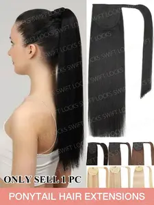 Human Hair Ponytail Extension 14-22 Inches Long Straight Magic Wrap Around Ponytail 40g-60g, Real Human Hair, Easy to Use, Natural Look