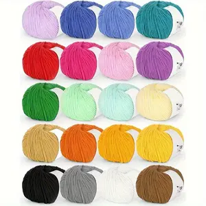 Sport Weight Yarn 20 Skeins 60% Cotton 40% Acrylic Super Soft Milk Knitting Wool for Crochet and Knitting Starter Kit Adjustable Handmade Craft Projects
