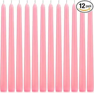 12 Pack Pink Taper Candles - Taper Candles 10 Inch Dripless, Smokeless & Unscented - 8 Hours Long Burning - Tall Candlesticks - Ideal for Weddings, Dinner Parties, Home Decor, Birthday Party