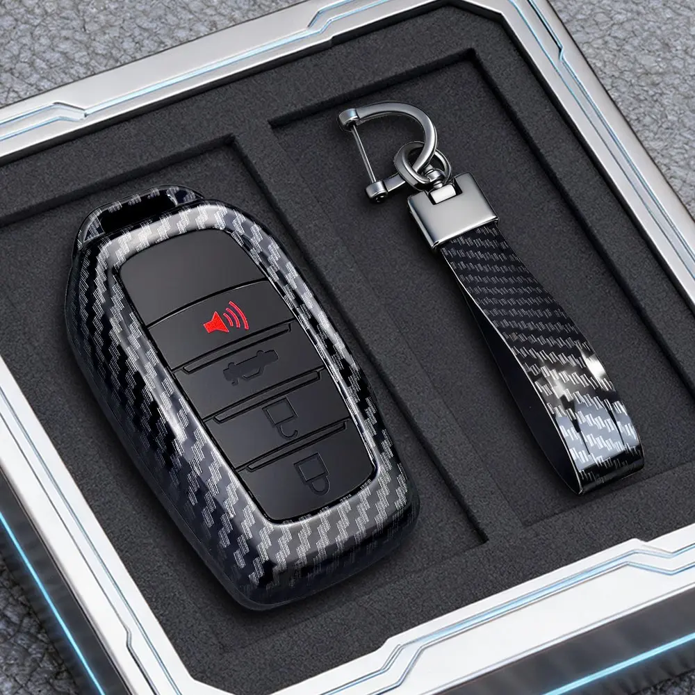 Abs Carbon Fiber Style Car Key Cover, Compatible with Toyota Gr Rav4 Crown Hilux Fortuner Corolla Se, Durable Remote Control Case, Car Key Protector, Key Fob Cover, Car Key Accessory