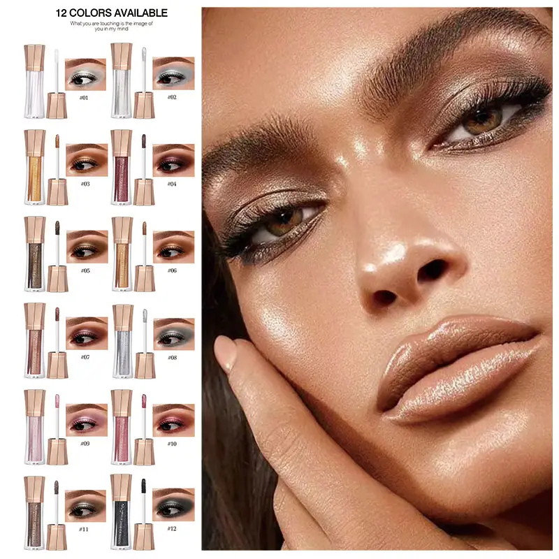 Women's Liquid Glitter Eyeshadow & Eyeliner Makeup Stick Kit - Long-Lasting, Waterproof Cosmetic with Golden Metallic Shimmer, Multicolor Shades, Ideal Gift for Beauty Enthusiasts