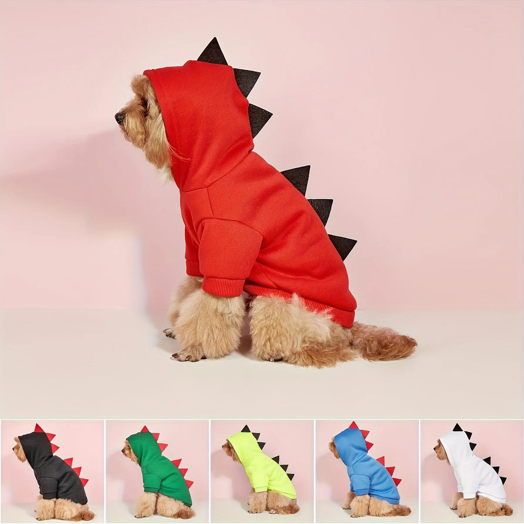 Hooded Dinosaur Transformation Pet Costume Sweatshirt - Animal Print, Small, Coral Fleece, Hand Wash Only, for Cats and Dogs