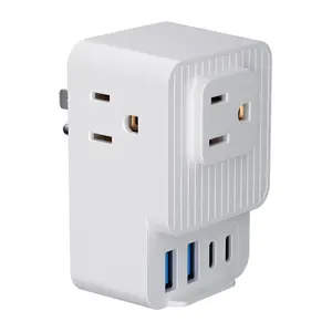 7 Way Multi Plug Outlet Extender, 2 USB Ports 2 Type-C Charging，Wall Outlet Expander, Small Electrical Outlet Splitter for Travel, Home, Office, Dorm