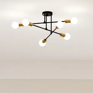 Modern 6-Light Bedroom Chandelier, Unique Living Room Pendant Light, Fashionable Dining & Office Lighting, Semi-Inset, Suitable for Multiple Rooms, Light Decor, Decorative Lights, Indoor Lighting, Ceiling Lighting