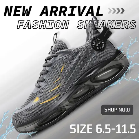 Men’s Fashion Mixed Material Casual Trainers - Athletic Footwear with Breathable Mesh-Elastane Upper, Rubber Sole, Antimicrobial Ankle Design for Running, Gym (Includes 2 Pairs of Socks)
