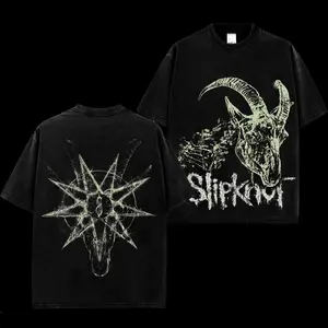 [MetalStyle] Slipknot 'Masks Metal' Unisex Acid Washed Hoodie T-Shirt – 100% Heavy Cotton Rock Groove Metal Washed Tee, Groove Metal Rock Band Washed Shirt, Oversized Vintage Tee, Heavy Metal Merch, Gift for Rock Fans