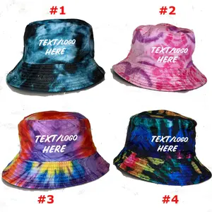 Custom Logo / Text, Personalization Tie Dye Bucket Hat, Casual Outdoor Hat, Fishing Hiking Travel Bucket Hat, Packable Bucket Cap