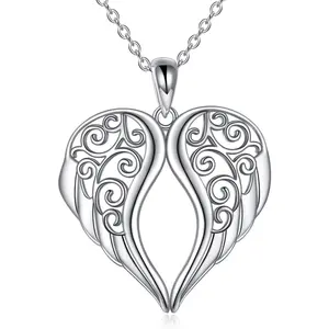 Angel Wing Necklace Sterling Silver Guardian Angel Necklace Wing Pendant Women's Jewelry Gift