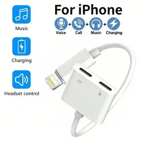 Dual Lightning Earphone Headset Adapter Converter, 2-In-1 Aux Audio & Charging Splitter Cable, Electronic, Durable, Compatible with iPhone 14 13 12 11 Pro Max Plus XS XR 8 7