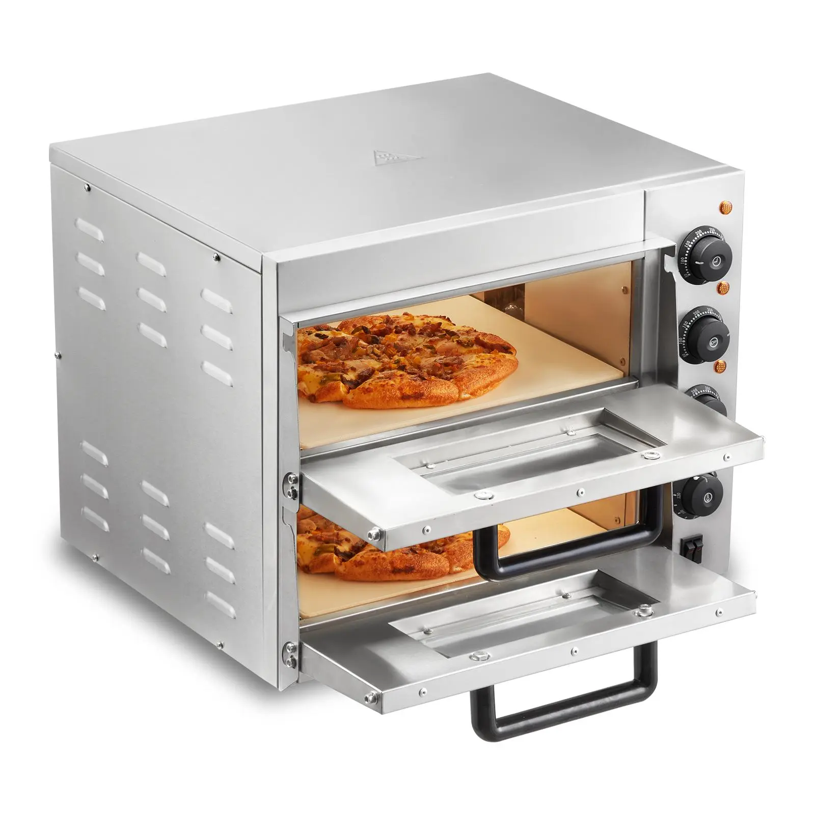 【summerfinds】VEVOR Commercial Pizza Oven Countertop, 14" Double Deck Layer, Stainless Steel Electric Pizza Oven with Stone and Handle, Multipurpose Indoor Pizza Maker for Restaurant Home Pretzels Baked