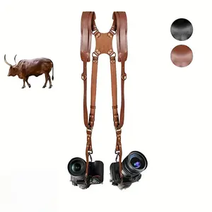 Dual Camera Professional Adjustable Faux Leather Rivet Double Shoulder Strap Camera Accessories