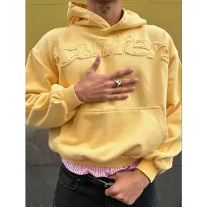 Y2K Simple Fresh Style Yellow Loose Sweatshirts Korean Style Harajuku Casual Cotton Comfort Fashion Long-Sleeves Anime Hoodies Womenswear Tops