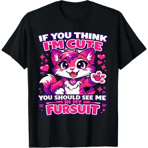 100%cotton You Should See Me in My Fursuit Furry Fandom Fursona Fox T-Shirt Graphic Crewneck