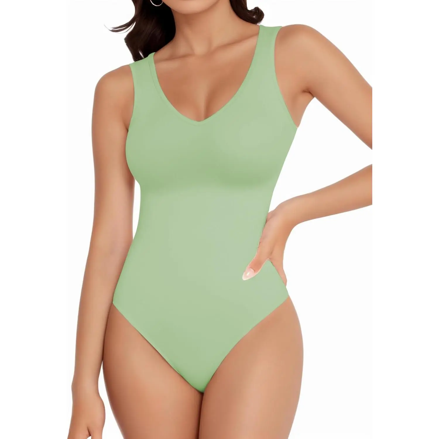 Women's V Neck Sleeveless Bodysuits Halter Body Suits Tank Top for Womens  Sexy Going Out Tops Shirts Leotard - TikTok Shop