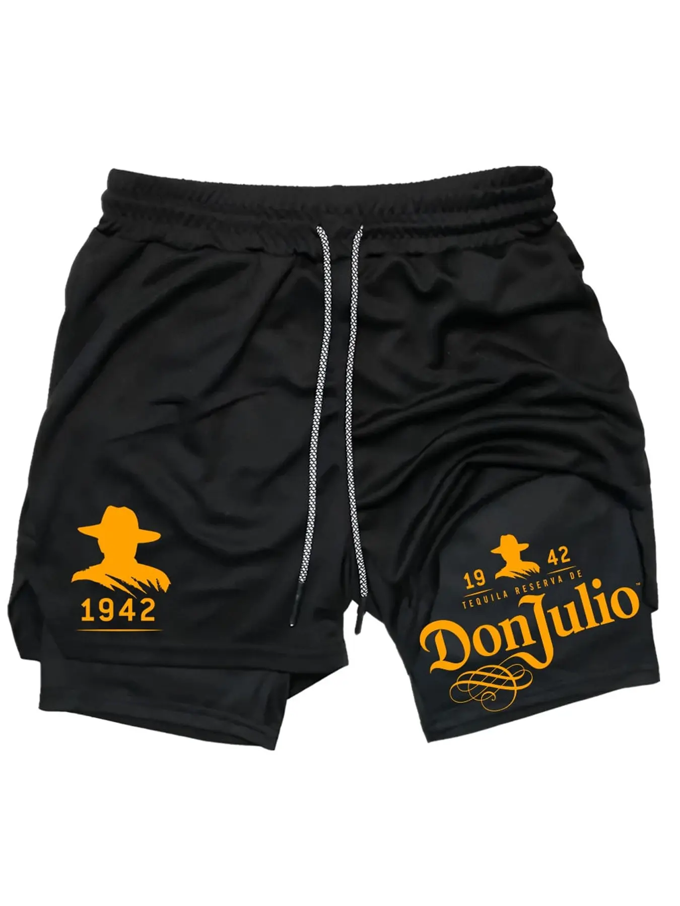 Men's Donjulio Print 3-In-1 Drawstring Waist Shorts, Quick Dry Swim Trunks, Running Shorts, Phone Pocket, Anime Gym Shorts, Activewear, Drawstring Athletic Shorts