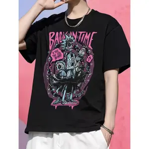 Rick and Morty Men's & Unisex T-Shirt - Official Rick & Morty TV Show Logo & Characters (Rick, Morty, Summer, Mr. Poopybutthole) - Casual Loose Fit Short Sleeve Round Neck Tee for Fans,