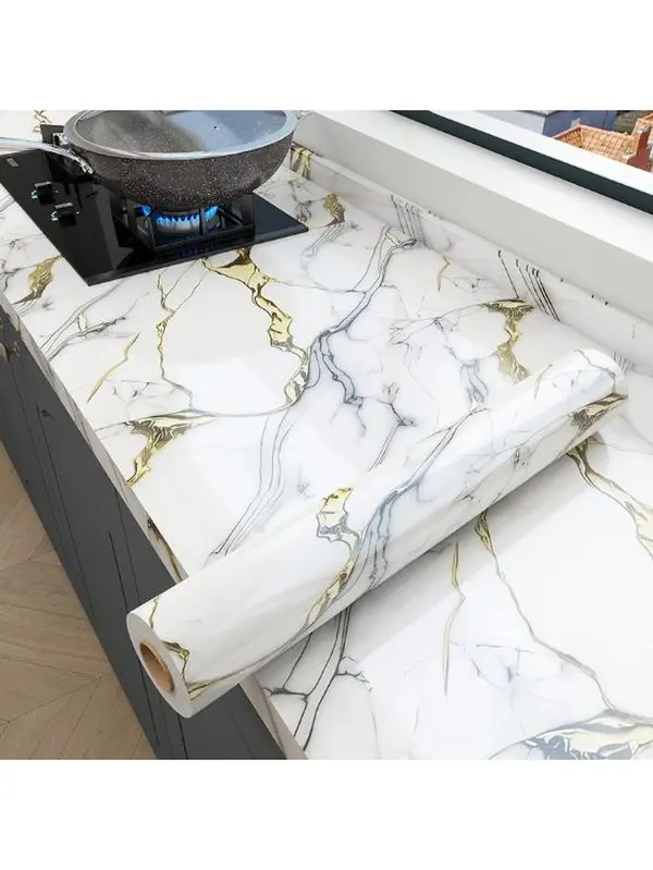 Self-Adhesive Marble Contact Paper - Peel Stick Wallpaper, Marble Furniture Stickers, Waterproof Removable Home Decor for Cabinets, Countertops, Kitchen