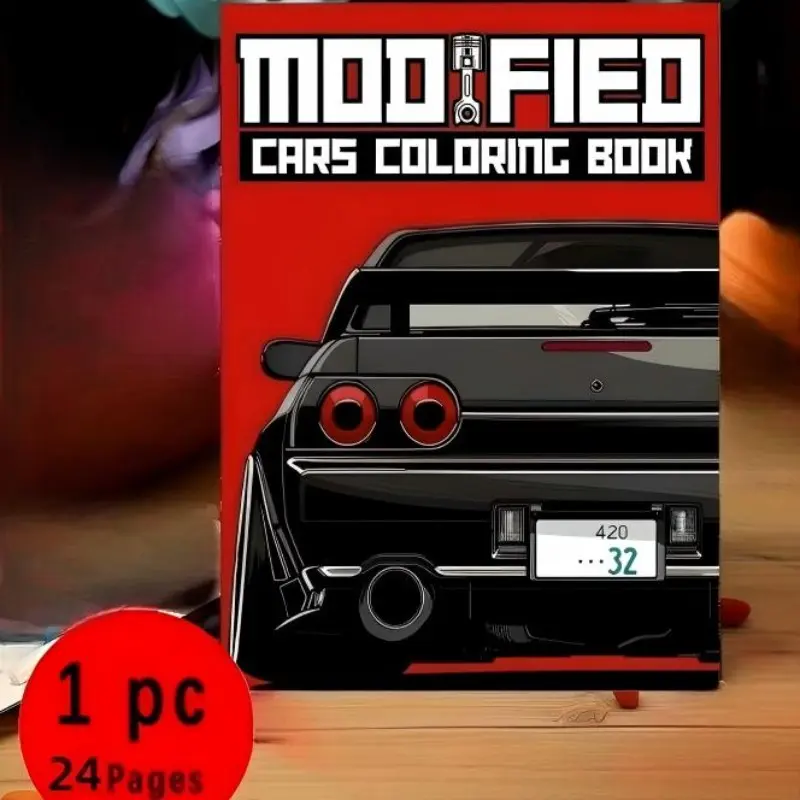 New A4 Car Manual Coloring Book, Coloring Pages, Thickened Coloring Book, Thick Paper, Drawing Book, Fill-In-The-Blank Book, Ideal for Adults and Kids, Coloring Book With Car Themes