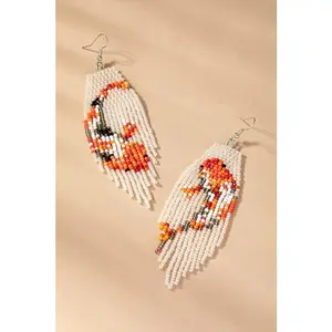 LA3accessories Cream seed bead Koi fish drop earrings