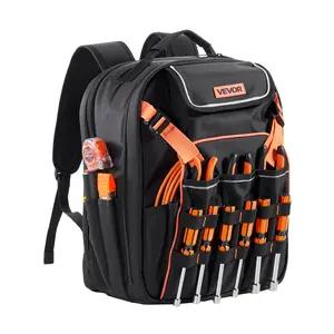 VEVOR Tool Backpack,  45 Pockets, Heavy-duty Tools Storage Organizer Work Bags with Laptop Compartment & Reinforced Fabric Basee, Electrician Jobsite Backpack for Electrician, Repairman