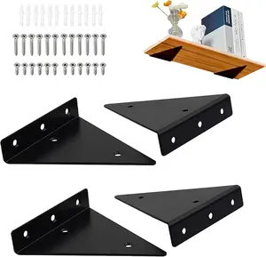 4 Packs Floating Shelf Brackets 4 X 3 Inch Small Shelf Brackets, Floating Shelf Bracket 4 Inch, Floating Shelves Brackets, Space-Saving Triangle Hidden Shelf Brackets for Home Decor AUTOHJ