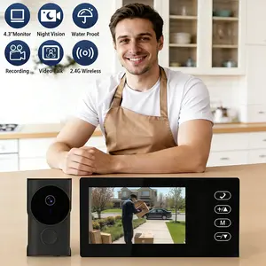 Wireless Doorbell Camera,1080P with Monitoring Screen, Free Storage, No Subscription, NO WiFi NO APP, Easy Installation,Night vision, Waterproof and Safety, Video Intercom, Two-Way Audio, 170° View Angle,Smart AI Motion Detection, Automatic Connection.