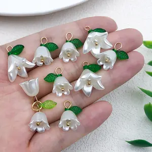 Mixed set of 30 white lily of the valley flowers,White Acrylic Flower Pendants Cottagecore and Fairycore for DIY Jewelry Making, Bracelets, Necklaces, Phone Charms