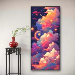 Dreamy Cloud Pattern DIY Diamond Arts Colorful Painting Kit without Frame, 5D Diamond Arts Colorful Painting Kit, Wall Art Decor for Home Living Room Bedroom
