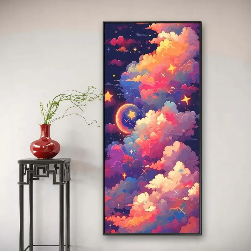 Dreamy Cloud Pattern DIY Craft Diamond Arts Colorful Painting Kit without Frame, 5D Diamond Arts Colorful Painting Kit, Wall Art Decor for Home Living Room Bedroom, Diamond Painting Kits
