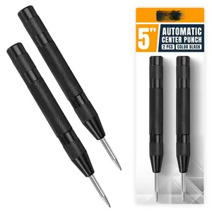 Automatic Center Punch Tool  5 Inch Spring Loaded Punch for Metal,  & Steel  Heavy Duty Drill Punch  Blackened Finish, Precision Tip for Accurate Marking in Workshop (2pcs)