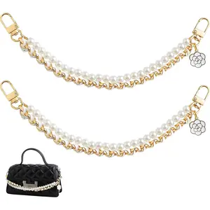 Pearl Purse Chain,Bag Purse Charms Chain for Handbags,Metal Purse Strap Extender Replacement for Handbags Crossbody Shoulder Bag,Purse Accessories Charms