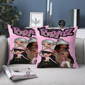 2PC, Bratz  inspired pillow cover, 18 inches * 18 inches, double-sided printing, Christmas decoration, sofa waist pillowcase, pillowcase does not contain pillow core. suitable for gift giving