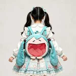 2026 New Hatsune Miku Bag Q Version Kawaii Figure Plush Bag Model Doll Plush Stuffed Toy Shoulder Bag Transparent Backpack Gifts