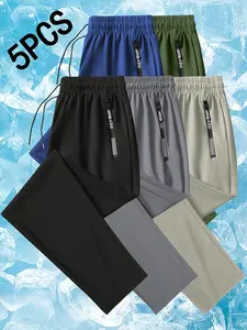 Men’s Summer Ice Silk Lightweight Sports Pants — Thin, Quick-Drying, Breathable, Loose Fit, High Elasticity, Casual Air‑Conditioning Athletic Trousers